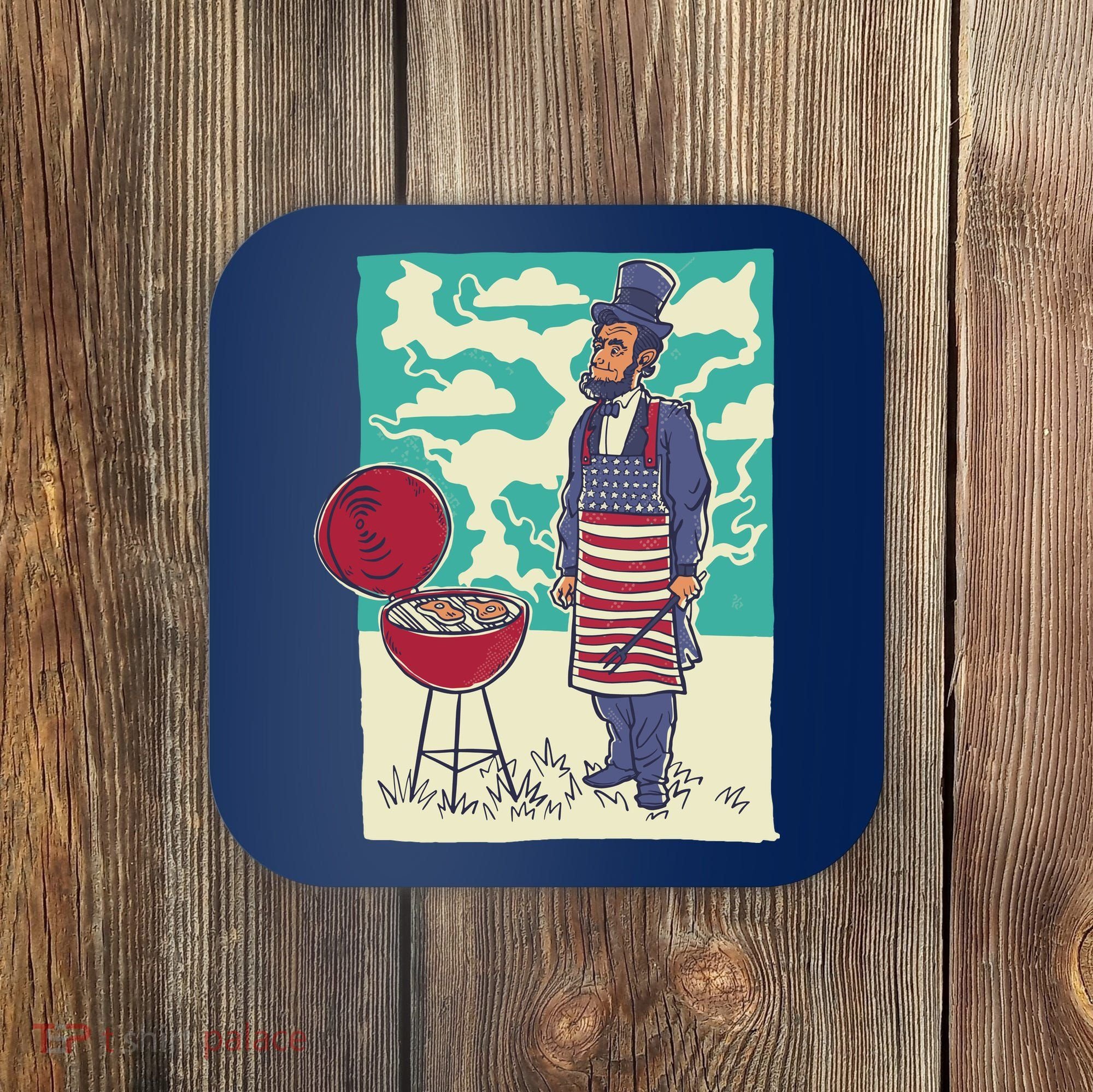 Abe Lincoln Patriotic Barbeque BBQ Coaster