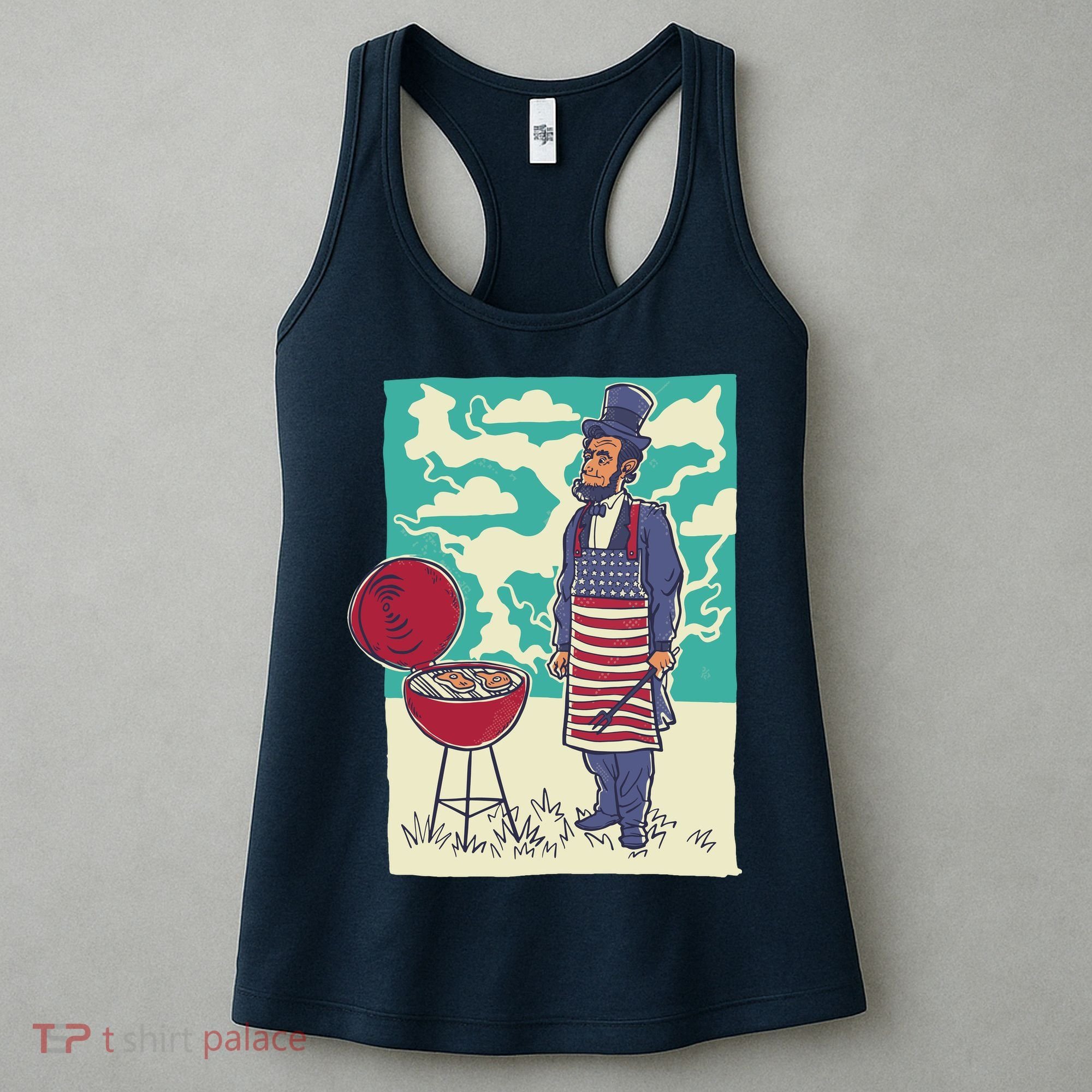 Abe Lincoln Patriotic Barbeque BBQ Women's Tank Top