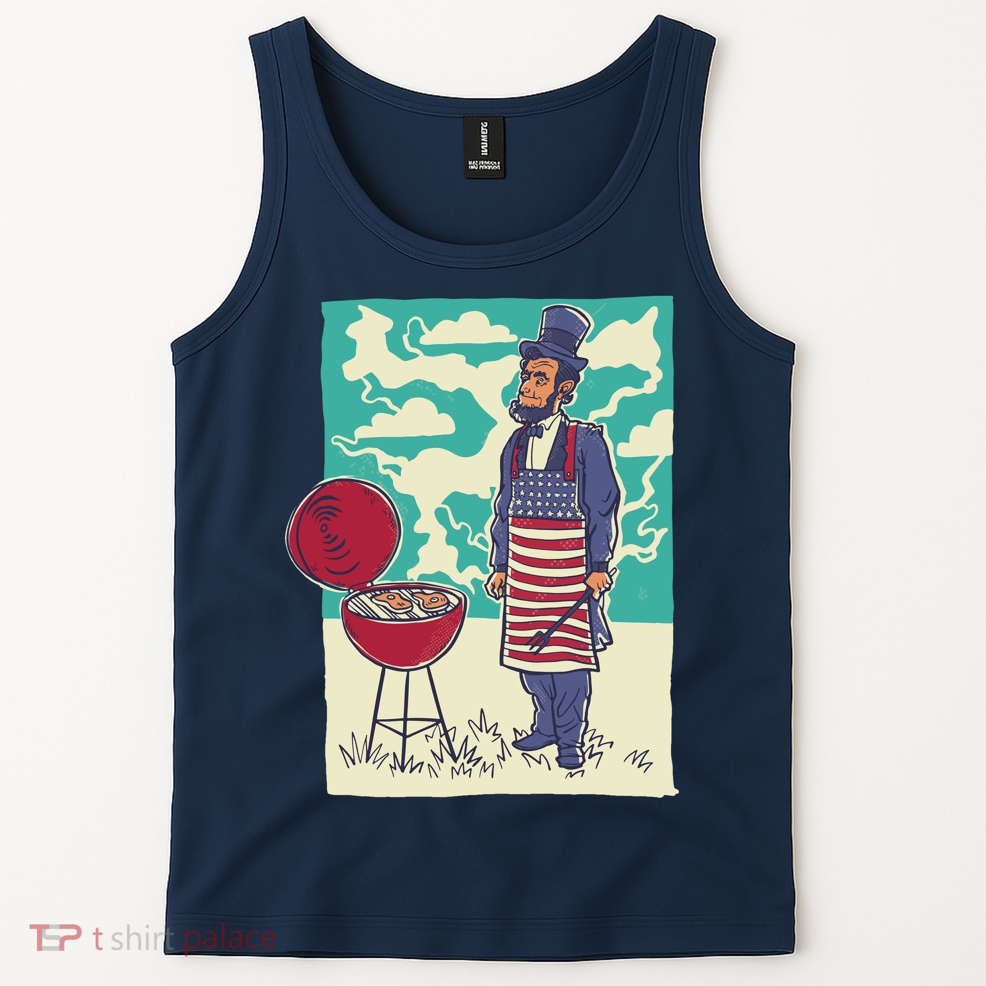 Abe Lincoln Patriotic Barbeque BBQ Tank Top