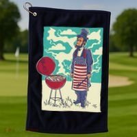 Abe Lincoln Patriotic Barbeque BBQ Golf Towel thumb 1