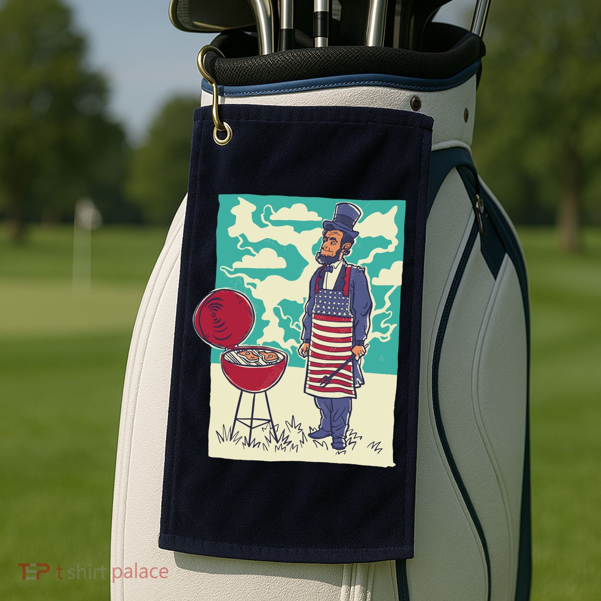 Abe Lincoln Patriotic Barbeque BBQ Golf Towel