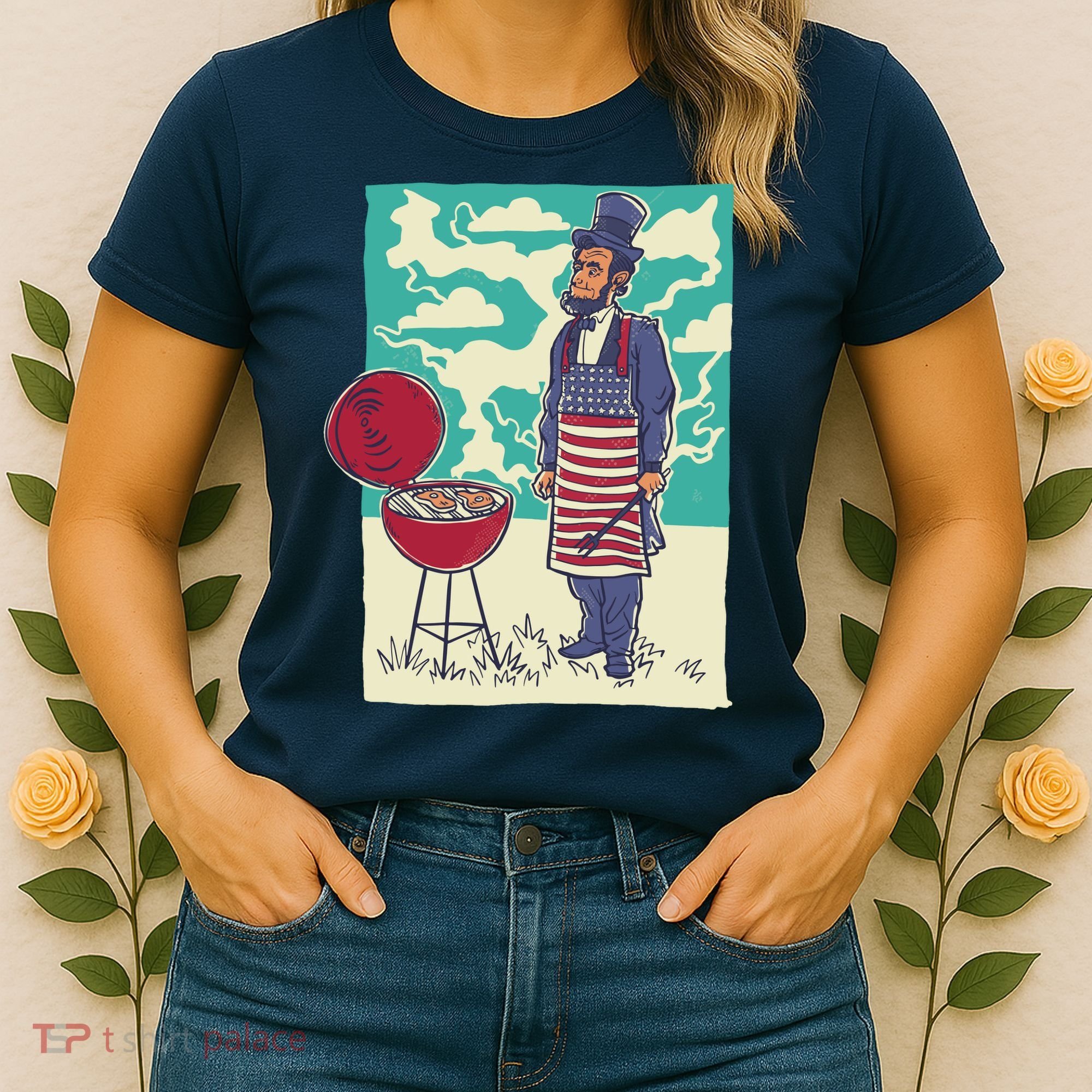 Abe Lincoln Patriotic Barbeque BBQ Women's T-Shirt