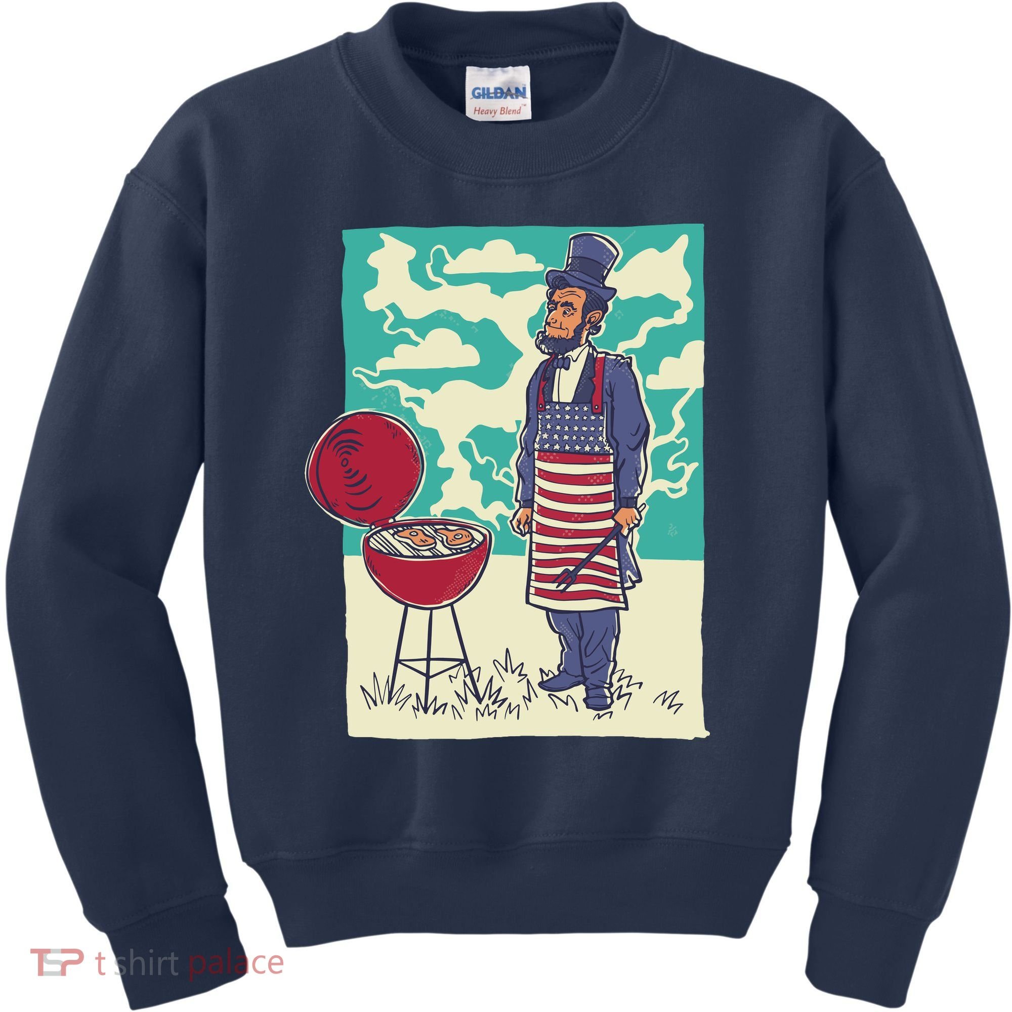 Abe Lincoln Patriotic Barbeque BBQ Kids Sweatshirt