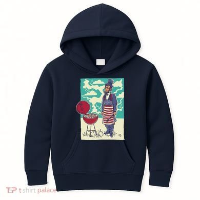Abe Lincoln Patriotic Barbeque BBQ Kids Hoodie