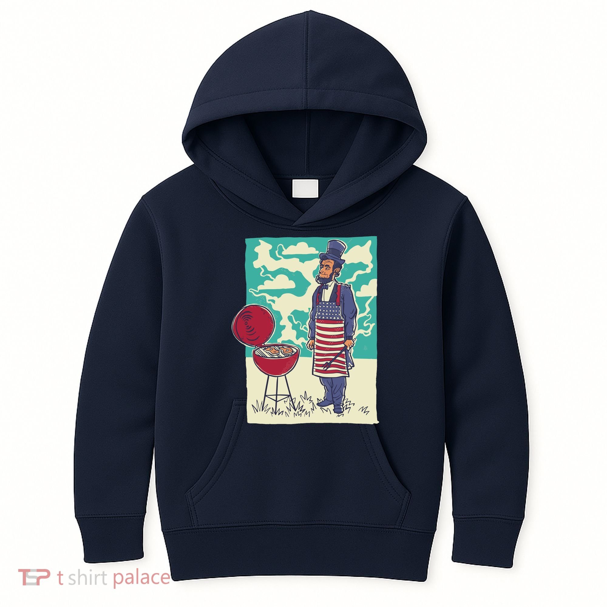 Abe Lincoln Patriotic Barbeque BBQ Kids Hoodie