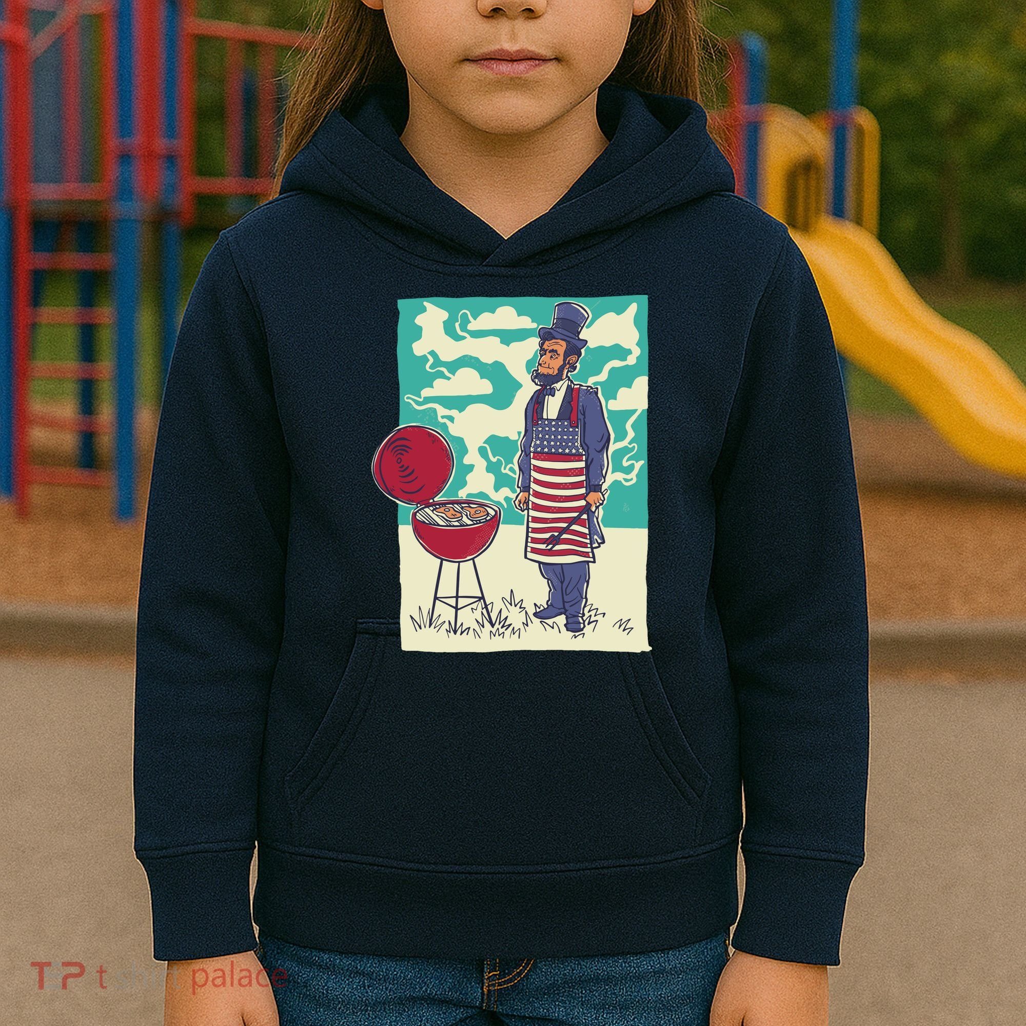 Abe Lincoln Patriotic Barbeque BBQ Kids Hoodie