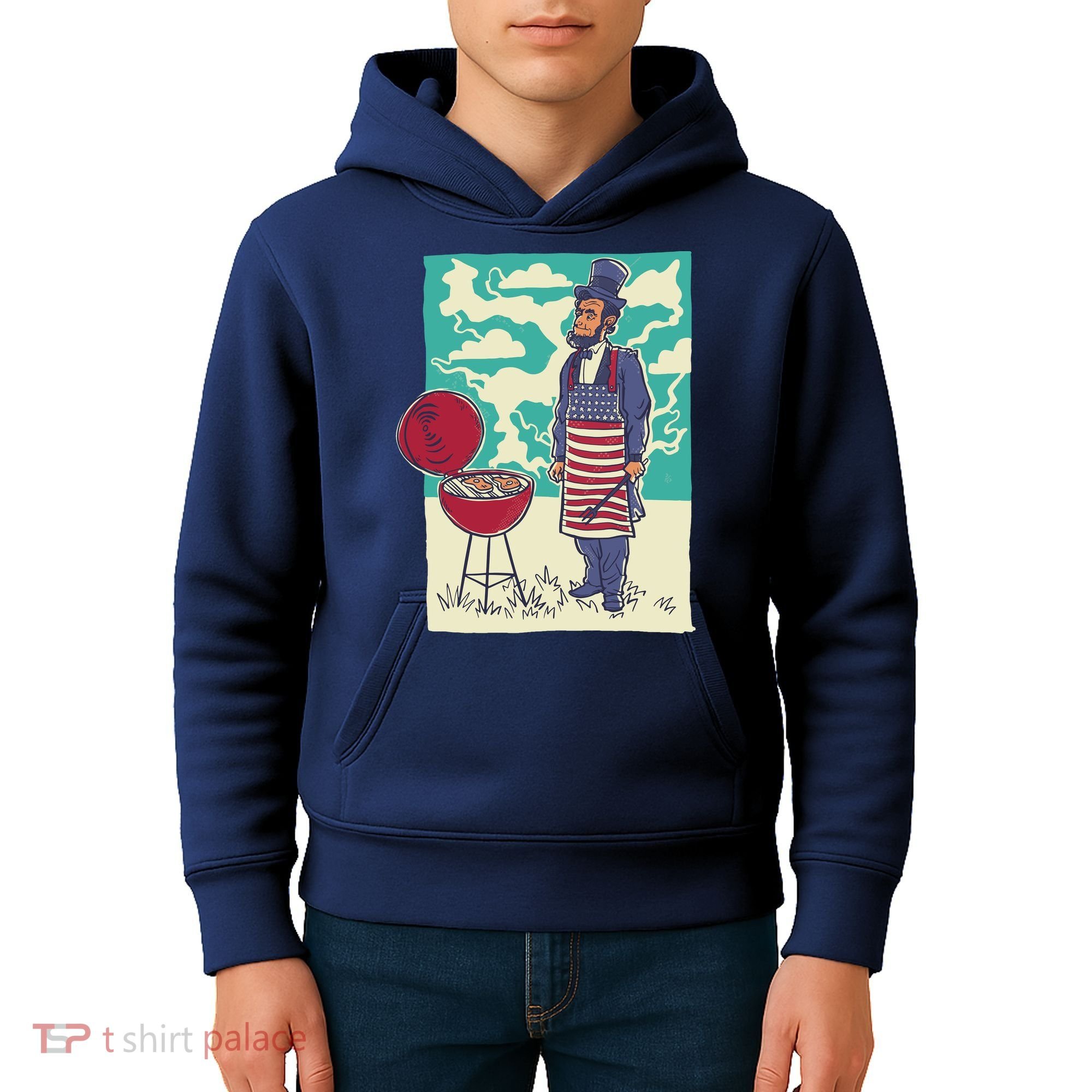 Abe Lincoln Patriotic Barbeque BBQ Kids Hoodie