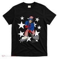 Abraham Lincoln Playing Hockey Funny 4th of July Hockey T-Shirt thumb 0