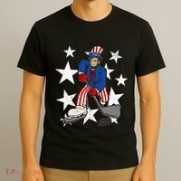 Abraham Lincoln Playing Hockey Funny 4th of July Hockey T-Shirt thumb 3