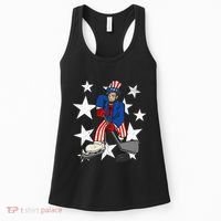 Abraham Lincoln Playing Hockey Funny 4th of July Hockey Women's Tank Top thumb 0
