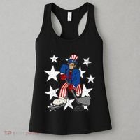Abraham Lincoln Playing Hockey Funny 4th of July Hockey Women's Tank Top thumb 3