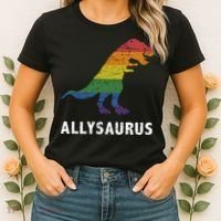 Ally LGBT Pride Allysaurus Dinosaur Women's T-Shirt thumb 2