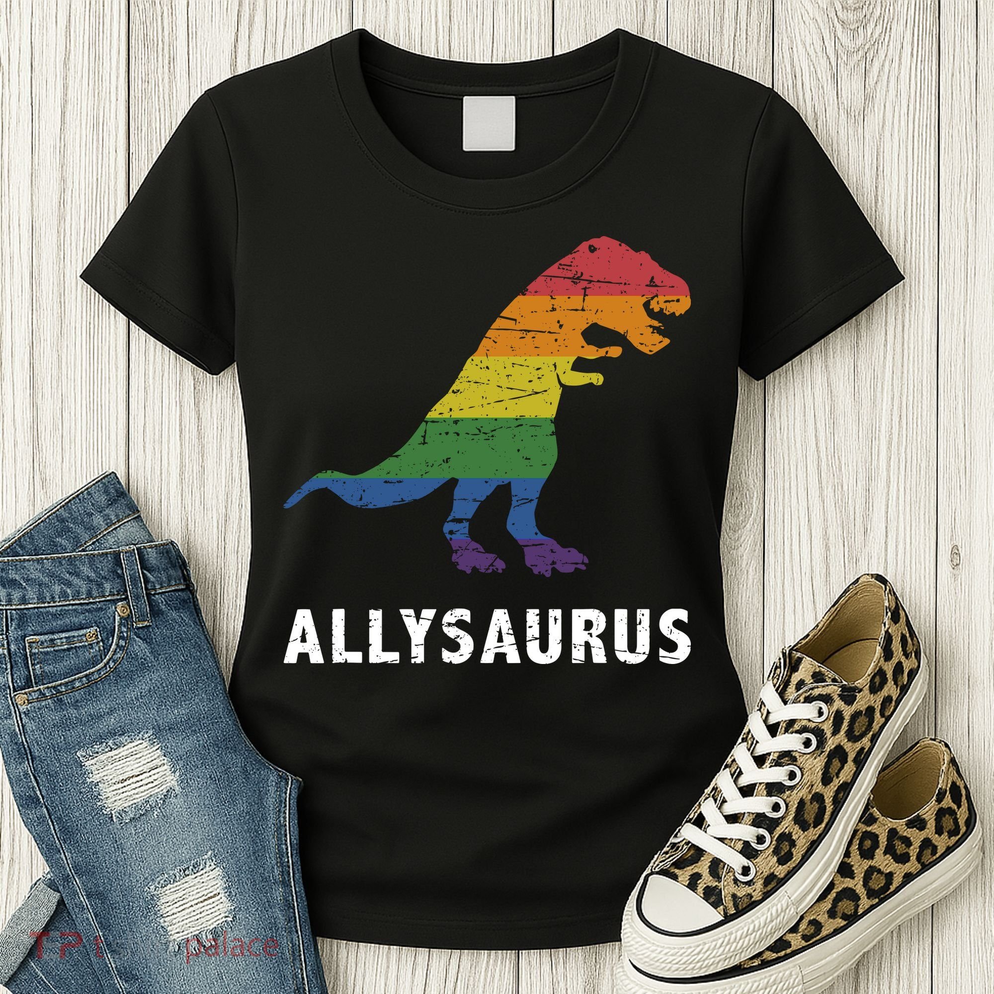 Ally LGBT Pride Allysaurus Dinosaur Women's T-Shirt