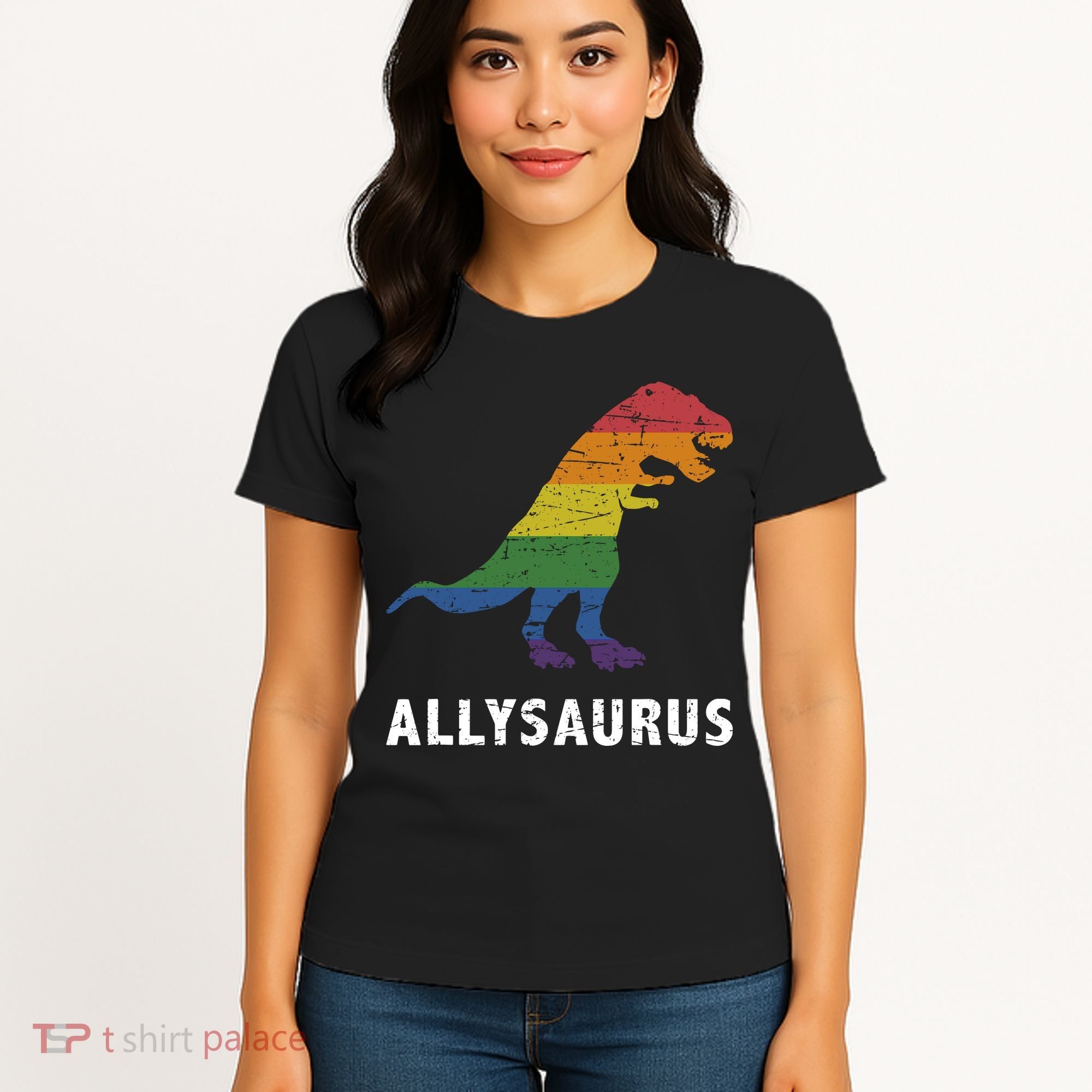 Ally LGBT Pride Allysaurus Dinosaur Women's T-Shirt