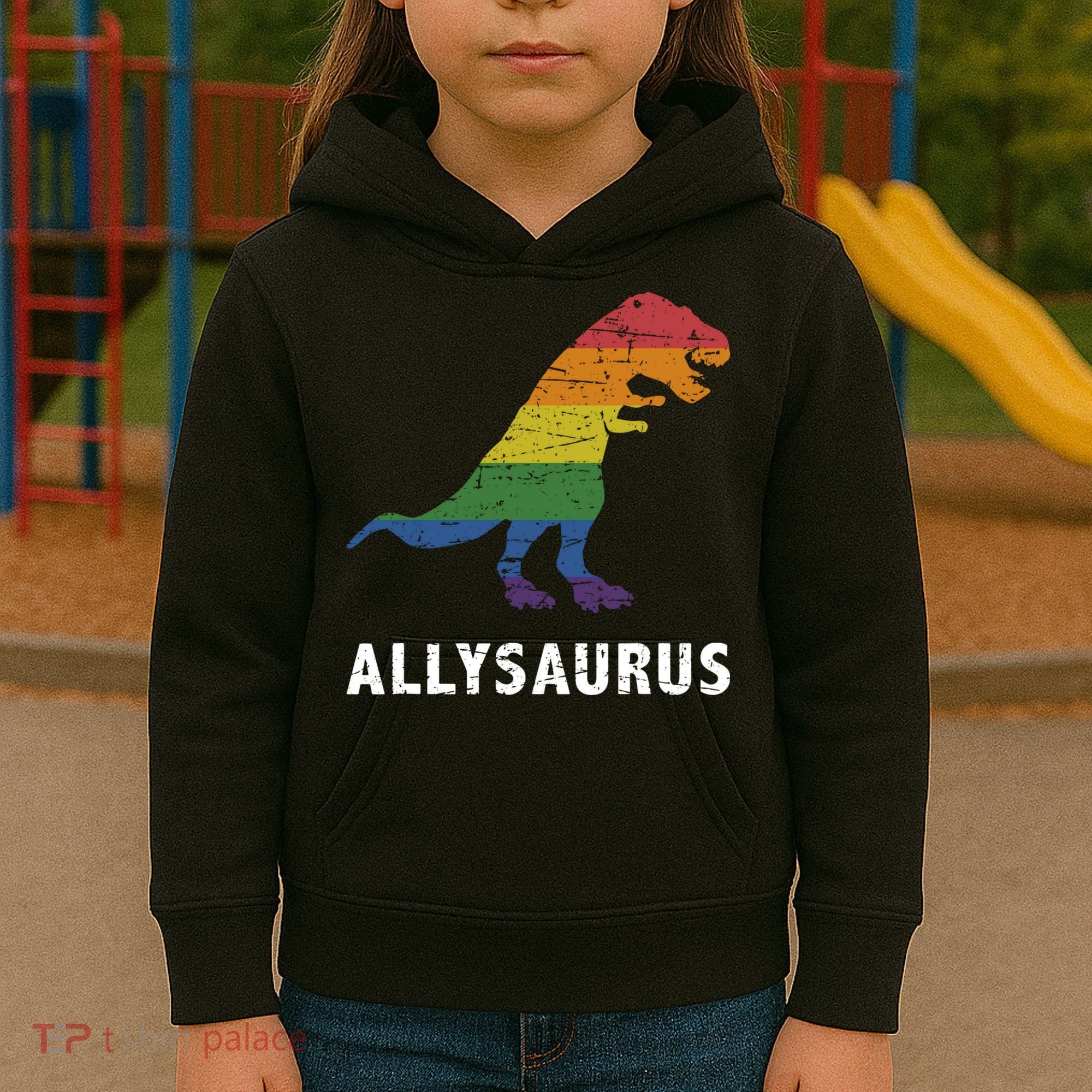 Ally LGBT Pride Allysaurus Dinosaur Kids Hoodie