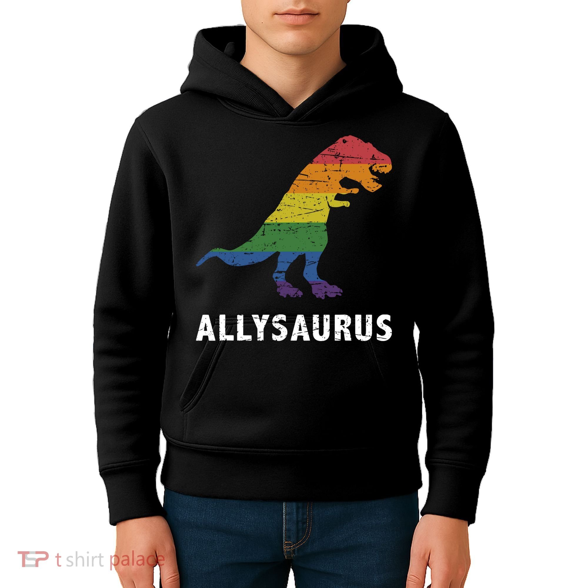 Ally LGBT Pride Allysaurus Dinosaur Kids Hoodie