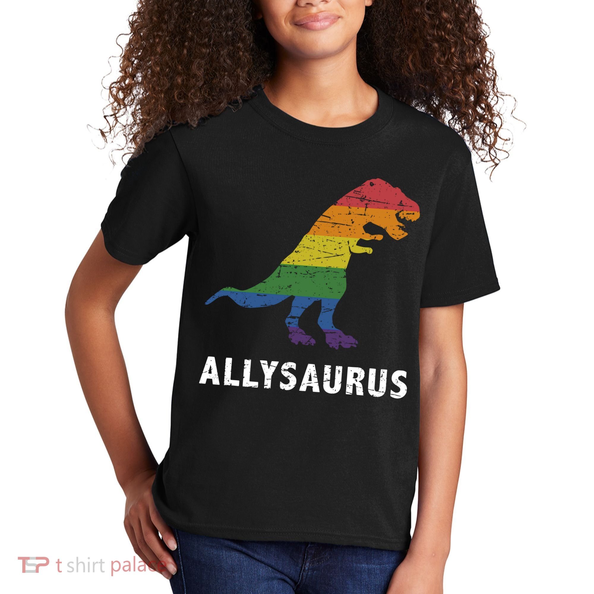 Ally LGBT Pride Allysaurus Dinosaur Kids T-Shirt