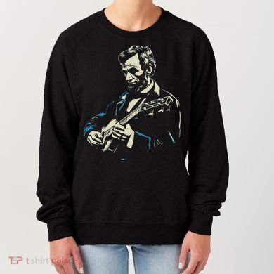 Abraham Lincoln Playing Guitar Retro Founding Fathers Women's Sweatshirt