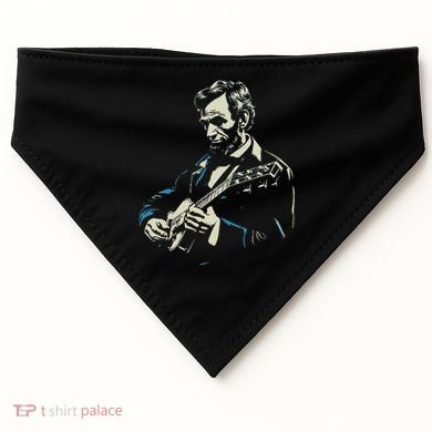 Abraham Lincoln Playing Guitar Retro Founding Fathers USA-Made Doggie Bandana