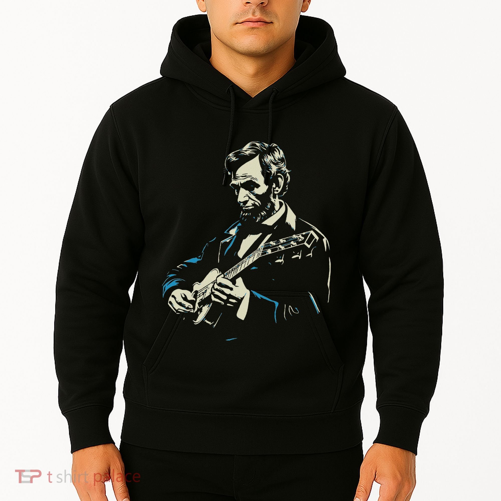 Abraham Lincoln Playing Guitar Retro Founding Fathers Hoodie