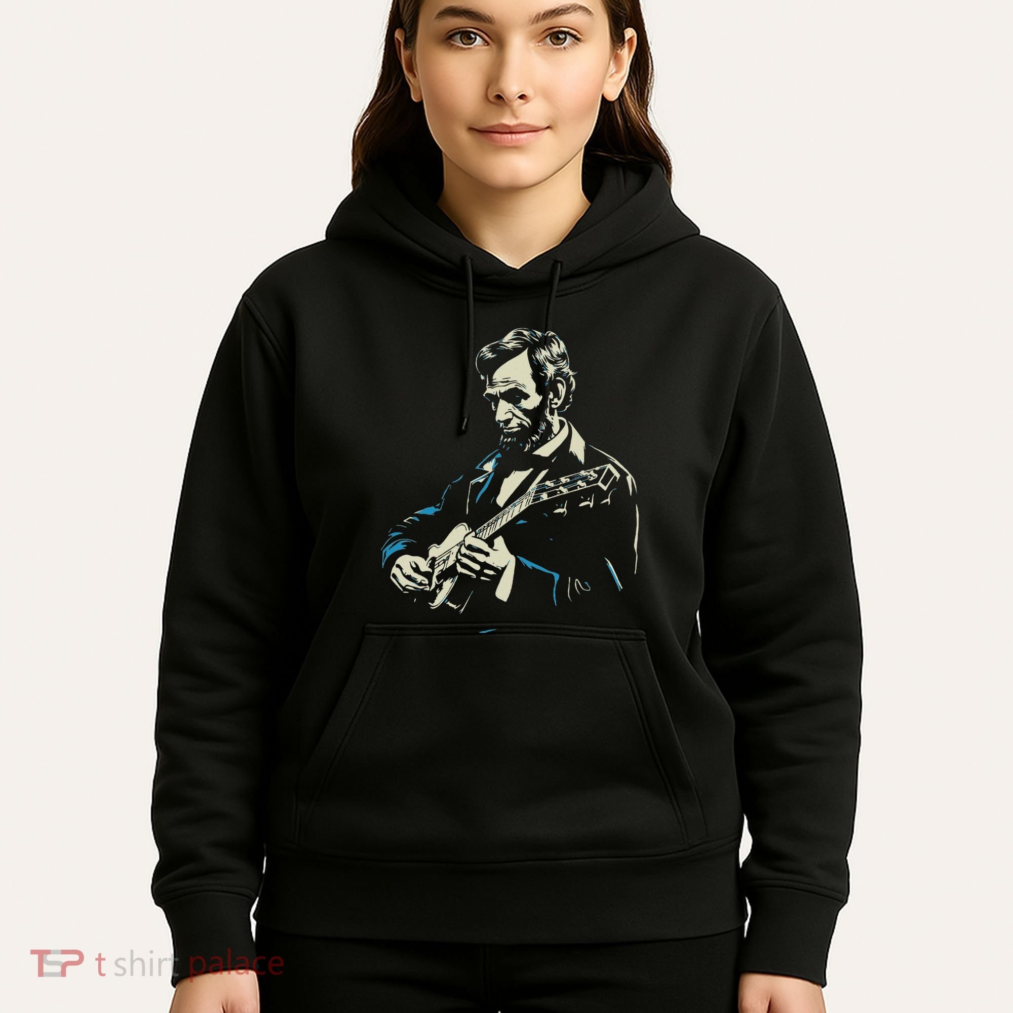 Abraham Lincoln Playing Guitar Retro Founding Fathers Hoodie