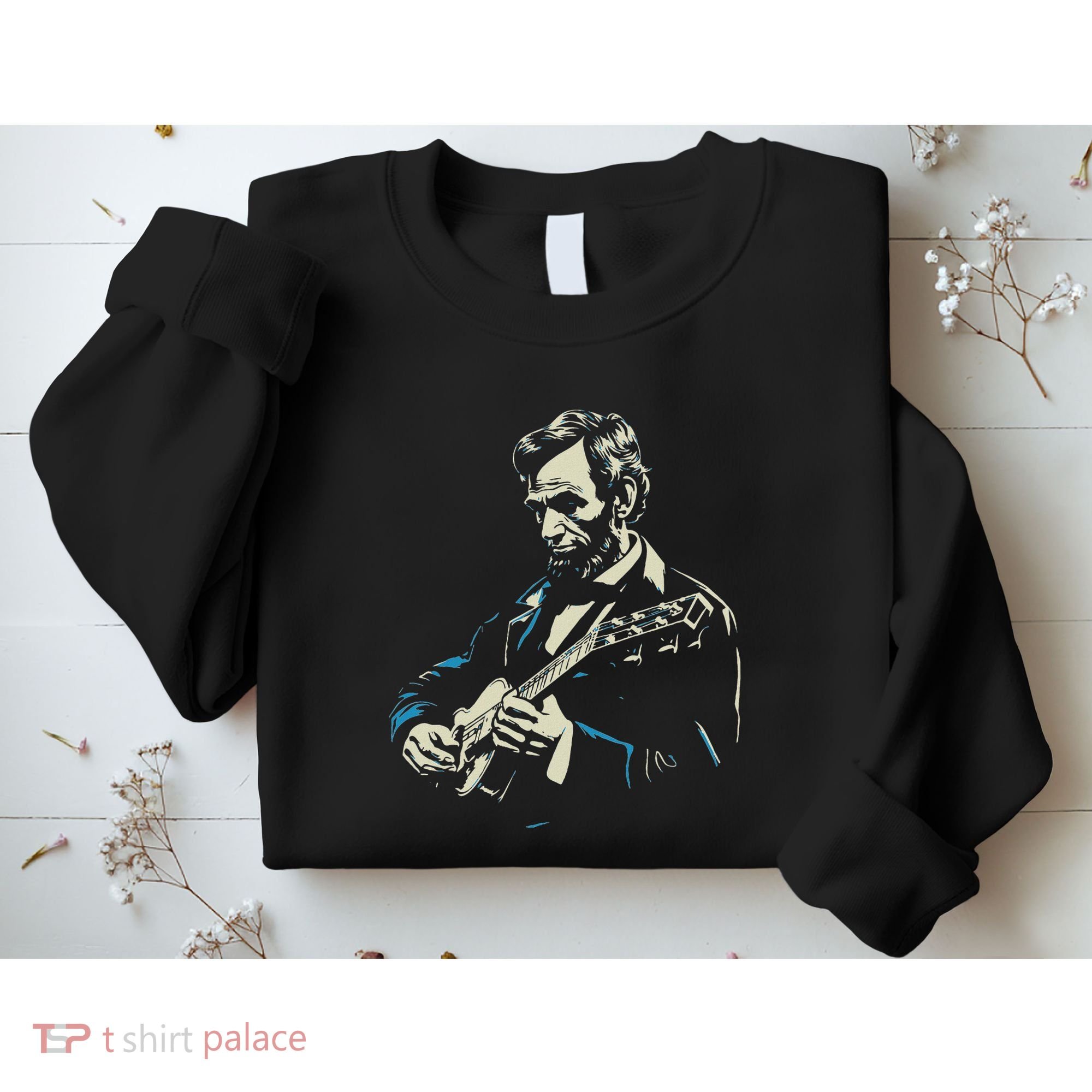 Abraham Lincoln Playing Guitar Retro Founding Fathers Sweatshirt