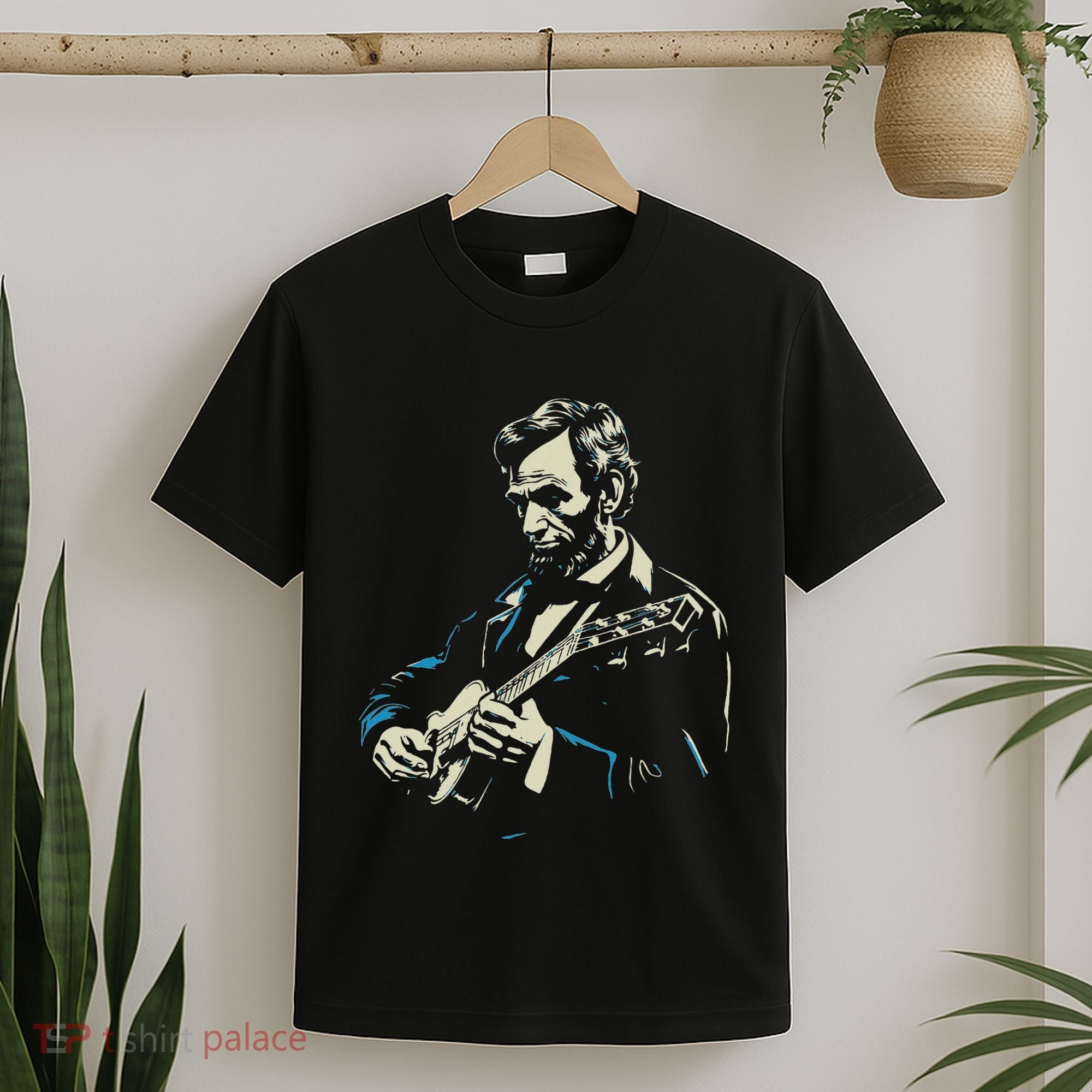 Abraham Lincoln Playing Guitar Retro Founding Fathers T-Shirt