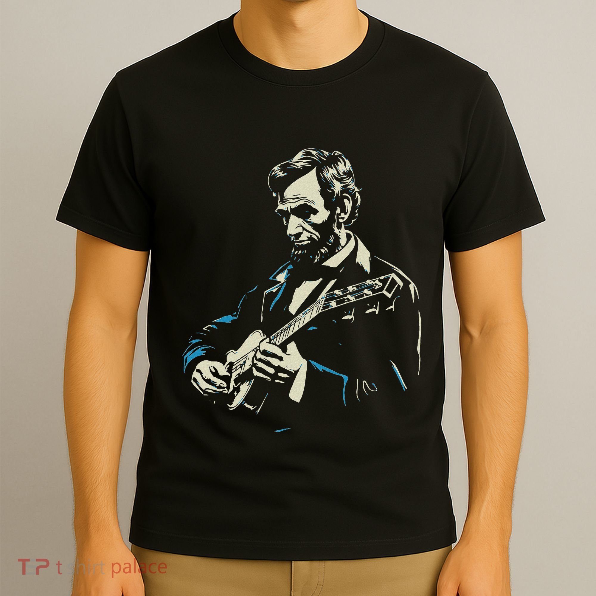 Abraham Lincoln Playing Guitar Retro Founding Fathers T-Shirt