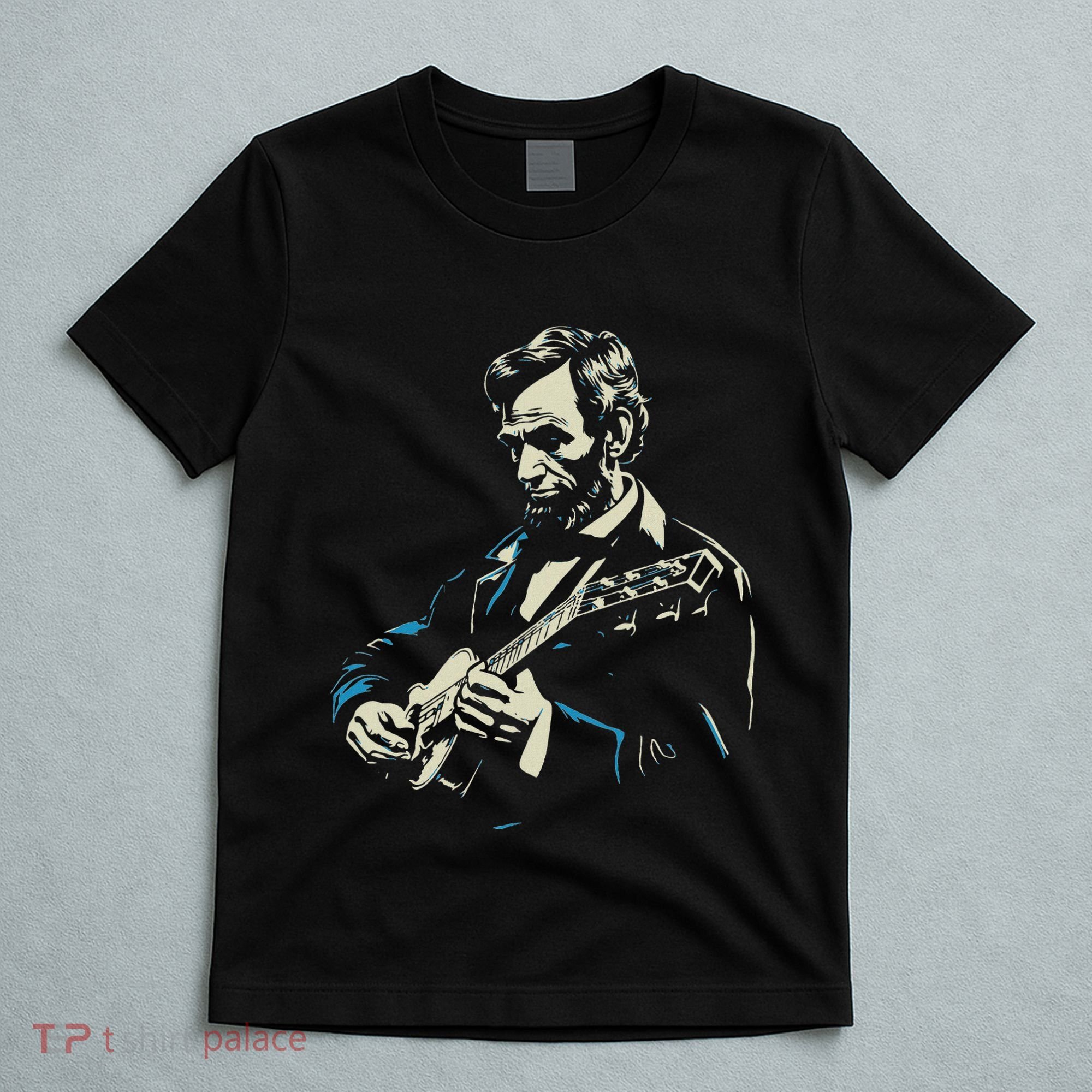 Abraham Lincoln Playing Guitar Retro Founding Fathers T-Shirt