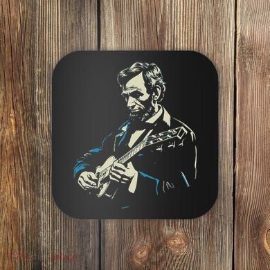 Abraham Lincoln Playing Guitar Retro Founding Fathers Coaster
