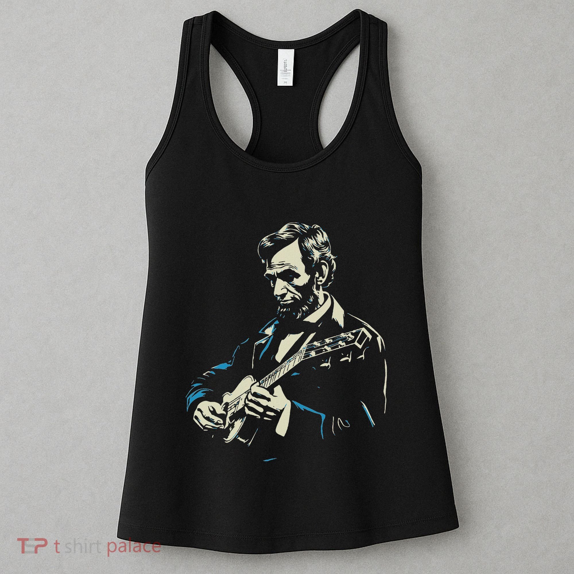 Abraham Lincoln Playing Guitar Retro Founding Fathers Women's Tank Top