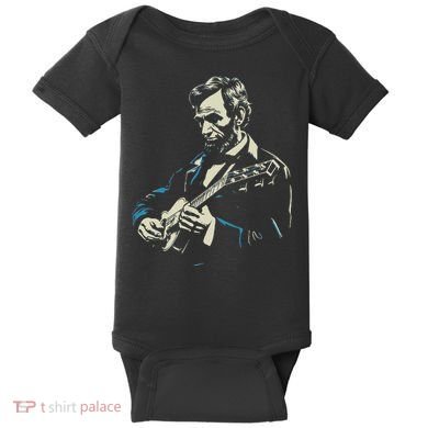Abraham Lincoln Playing Guitar Retro Founding Fathers Baby Bodysuit