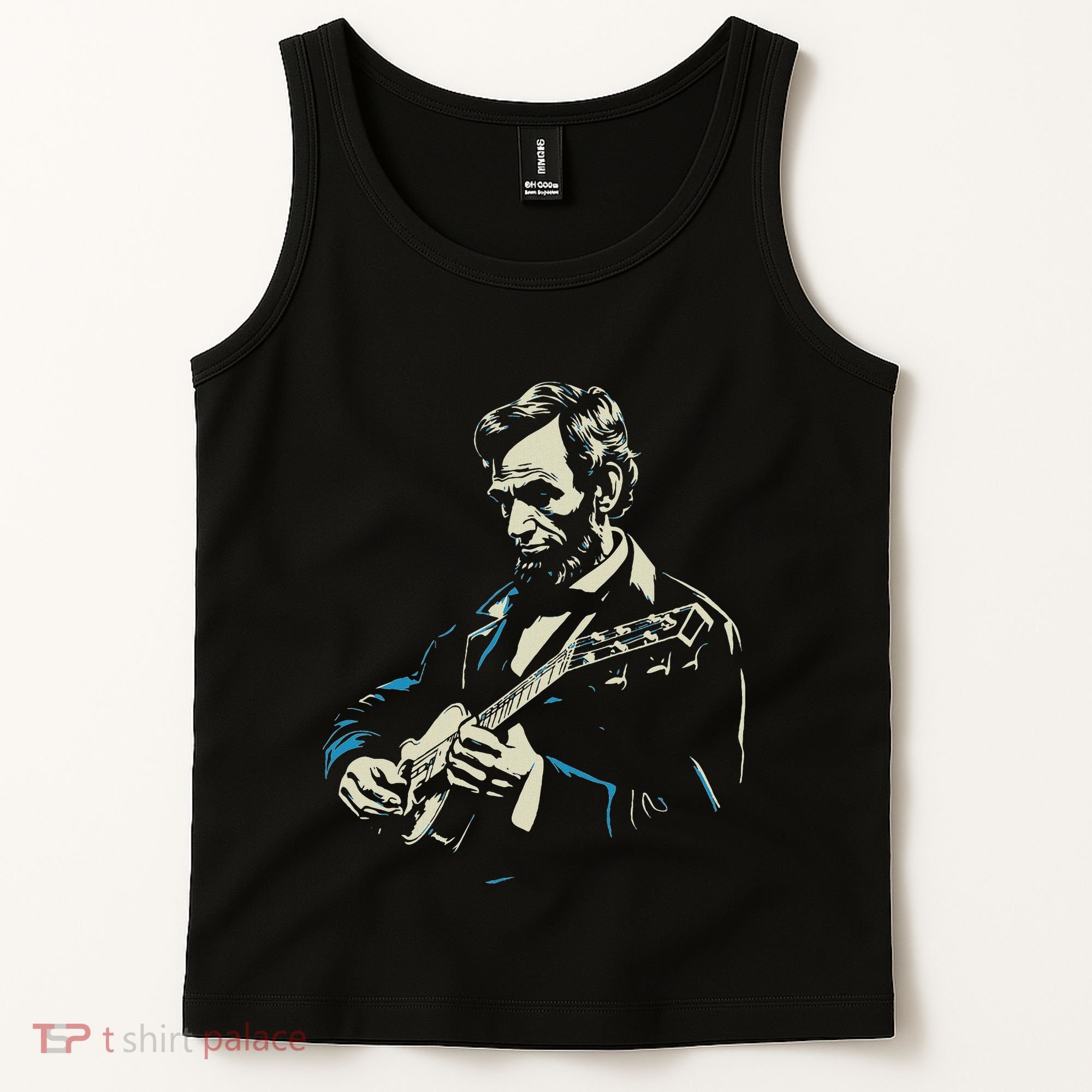 Abraham Lincoln Playing Guitar Retro Founding Fathers Tank Top