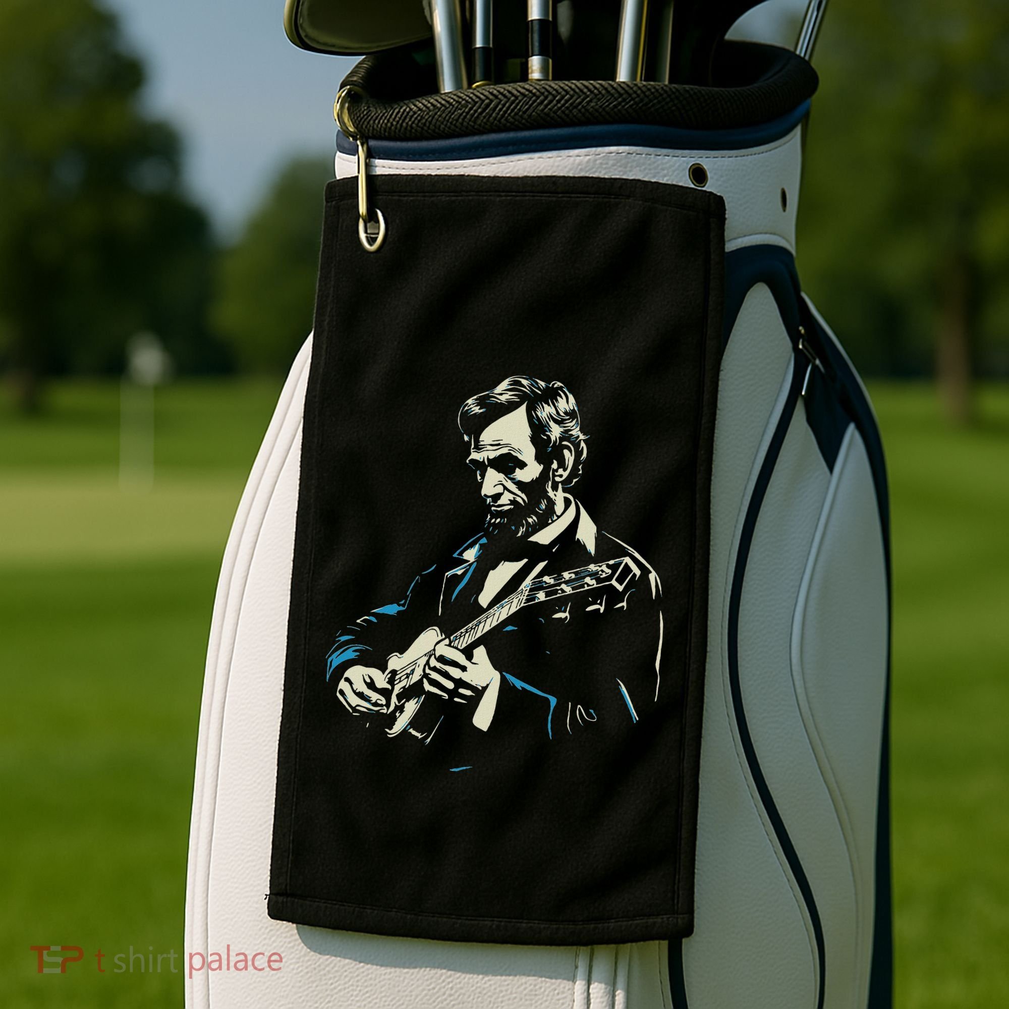 Abraham Lincoln Playing Guitar Retro Founding Fathers Golf Towel