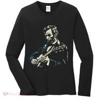 Abraham Lincoln Playing Guitar Retro Founding Fathers Women's Long Sleeve Shirt thumb 0