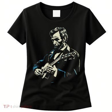 Abraham Lincoln Playing Guitar Retro Founding Fathers Women's T-Shirt