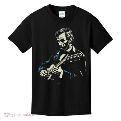 Abraham Lincoln Playing Guitar Retro Founding Fathers Kids T-Shirt