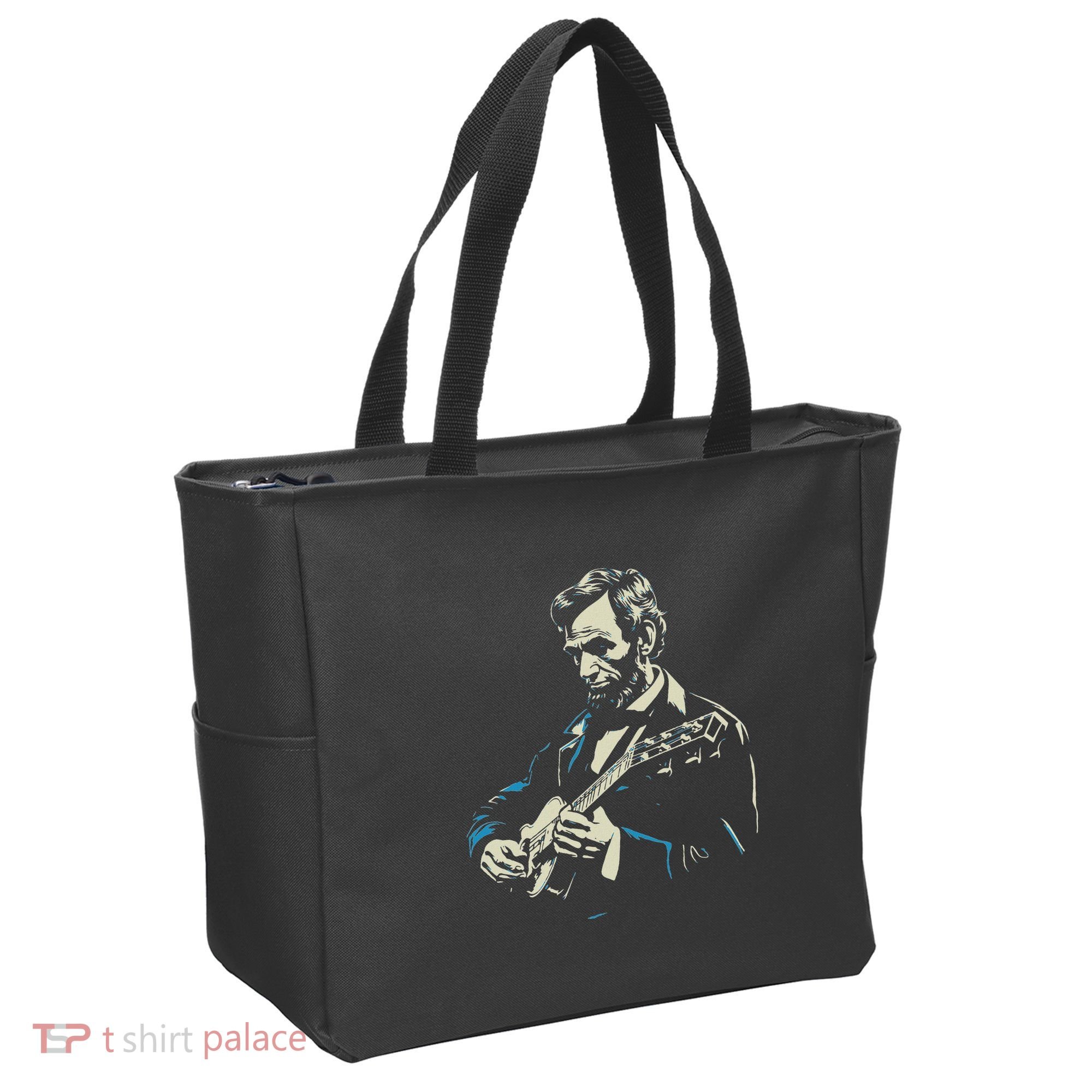 Abraham Lincoln Playing Guitar Retro Founding Fathers Tote Bag