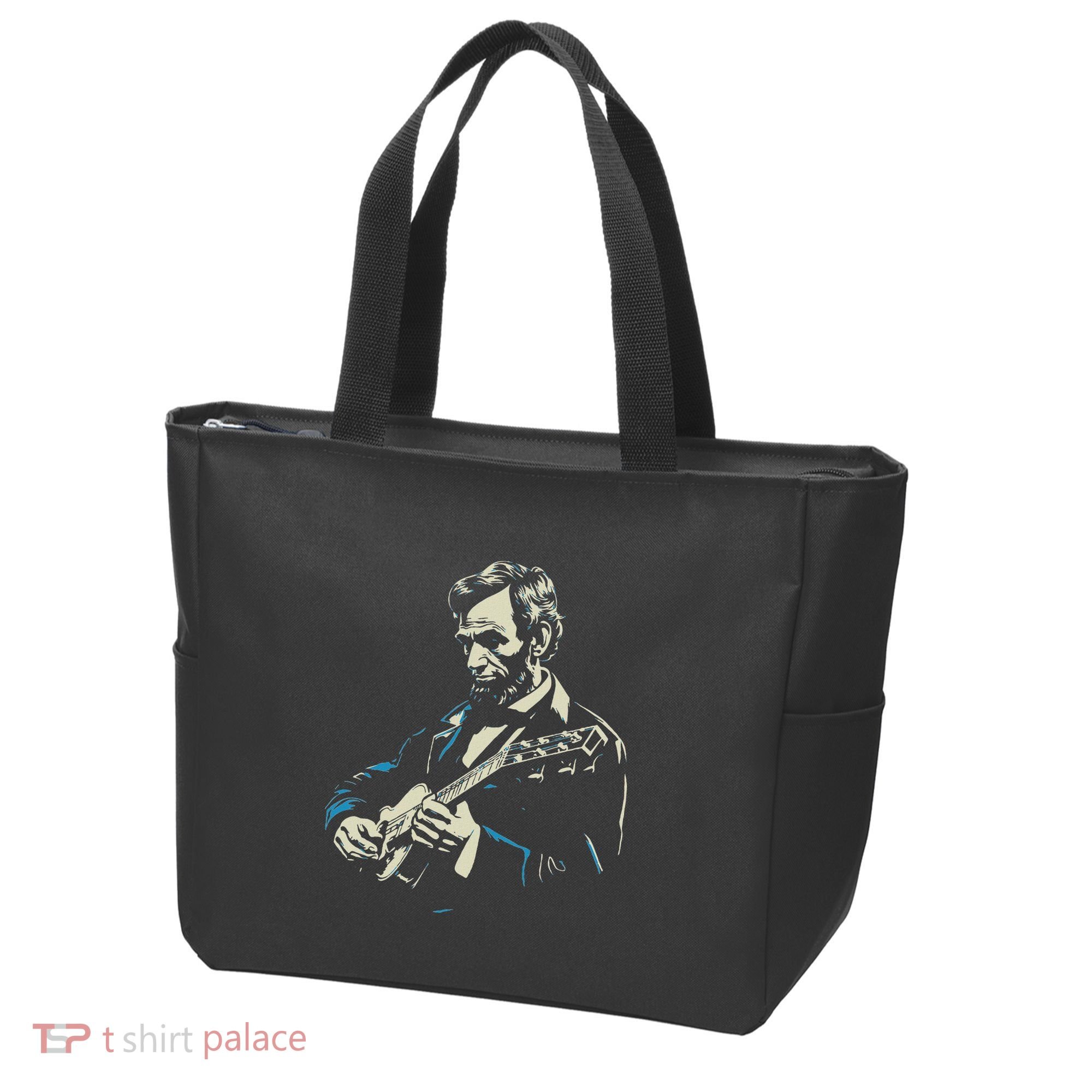 Abraham Lincoln Playing Guitar Retro Founding Fathers Tote Bag