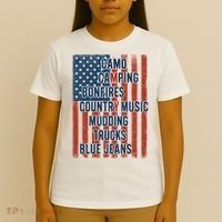 American Life Patriotic USA Flag Camo Camping Bonfires Country Music T-Shirt thumb 4
