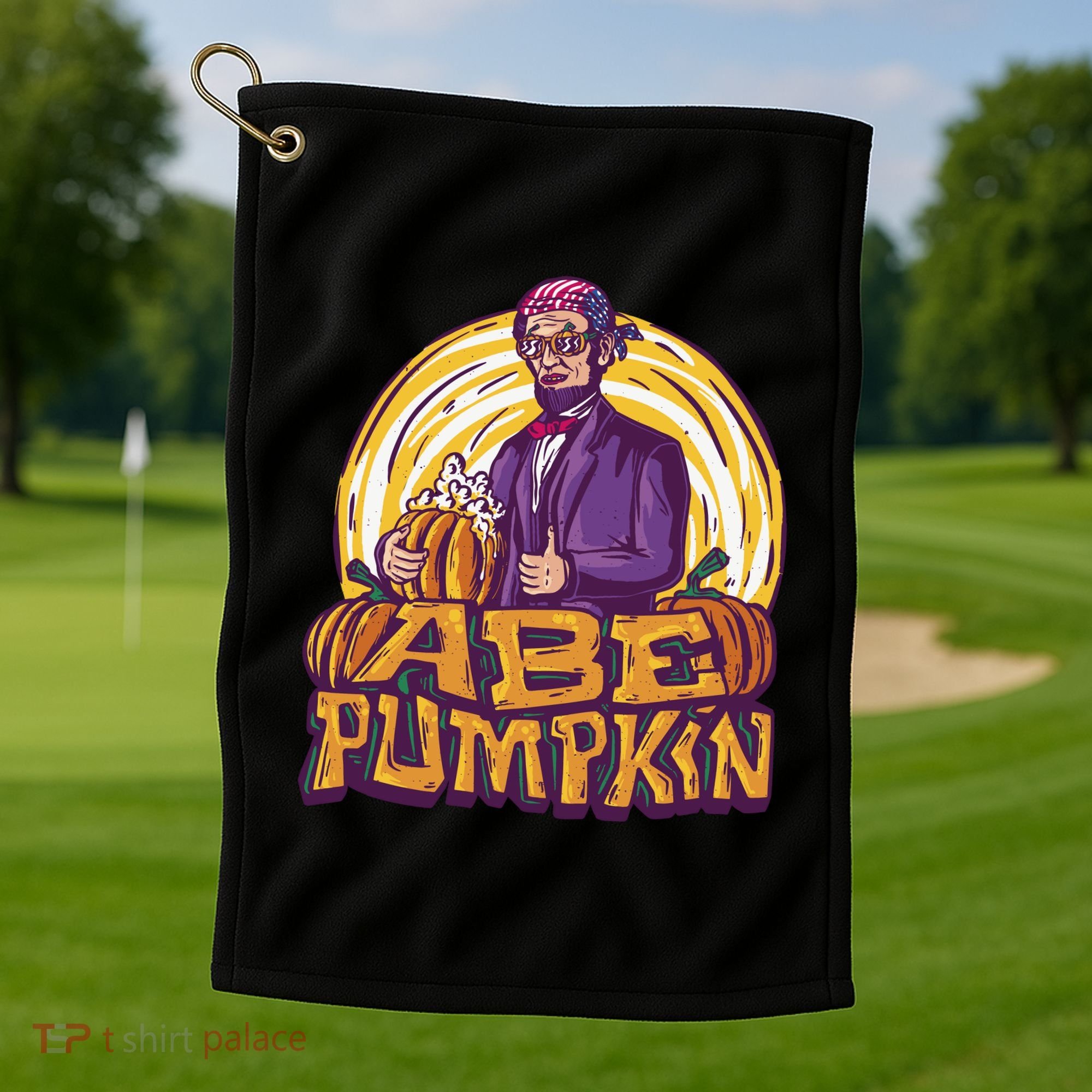 Abraham Lincoln Pumpkin Golf Towel