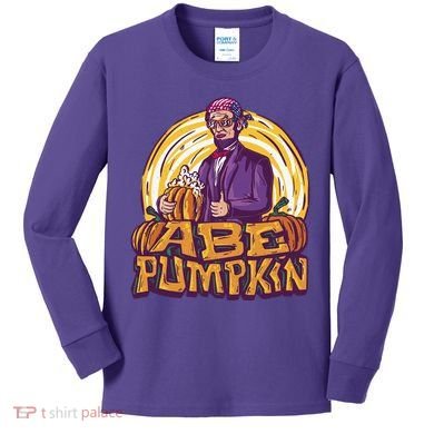 Abraham Lincoln Pumpkin Kids Long Sleeve Shirt
