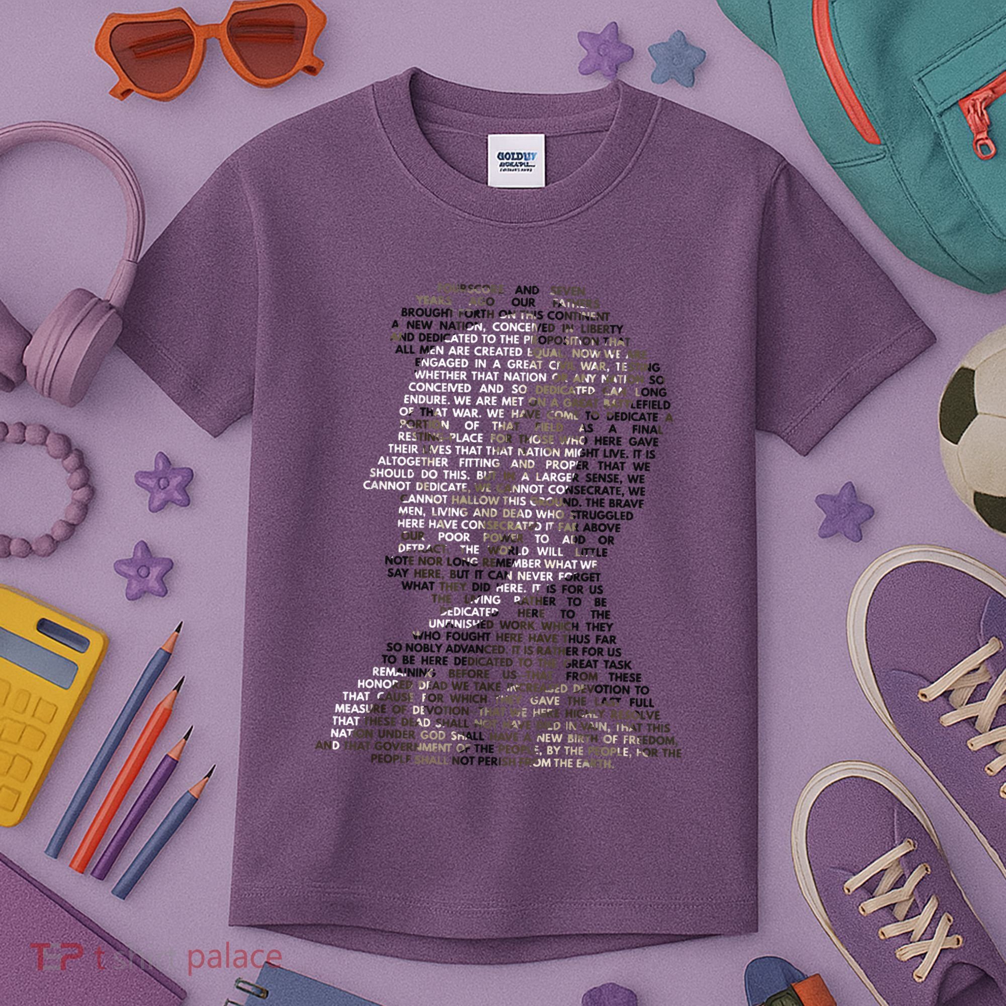Abraham Lincoln Portrait Gettysburg Address Kids T-Shirt