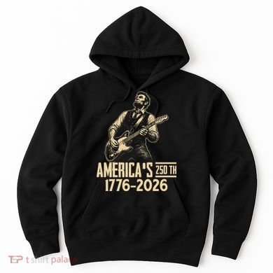 Abraham Lincoln Rcoks Guitar 4th July 250th Anniversary Hoodie