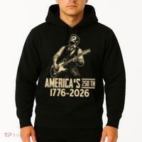 Abraham Lincoln Rcoks Guitar 4th July 250th Anniversary Hoodie thumb 2