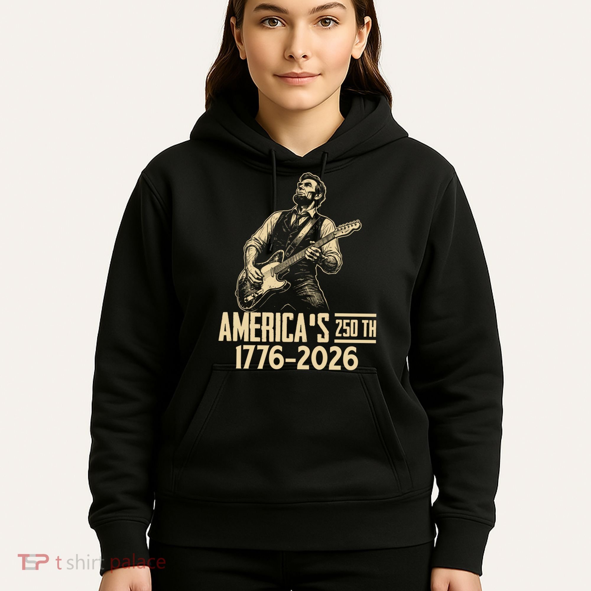 Abraham Lincoln Rcoks Guitar 4th July 250th Anniversary Hoodie