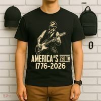 Abraham Lincoln Rcoks Guitar 4th July 250th Anniversary T-Shirt thumb 6