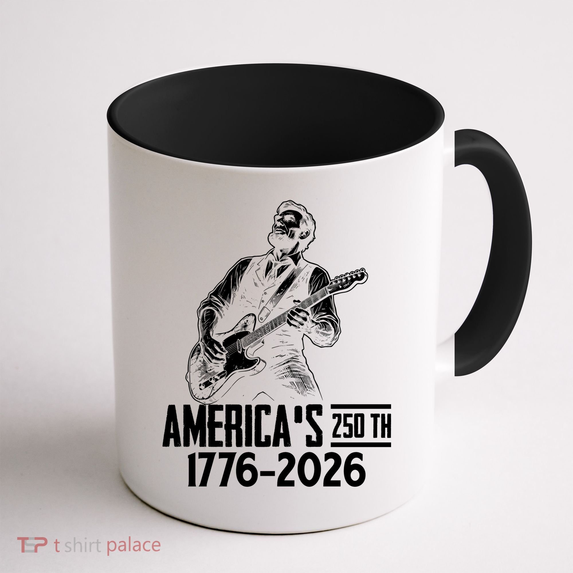 Abraham Lincoln Rcoks Guitar 4th July 250th Anniversary Coffee Mug