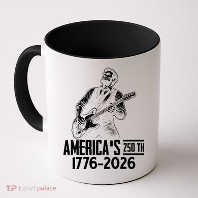 Abraham Lincoln Rcoks Guitar 4th July 250th Anniversary Coffee Mug