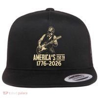 Abraham Lincoln Rcoks Guitar 4th July 250th Anniversary Flat Bill Trucker Hat thumb 0